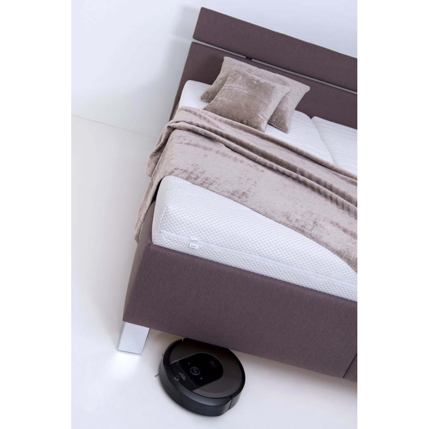 Тапицирано легло ALIS 160x200 см с матрак и място за съхранение, кафяво