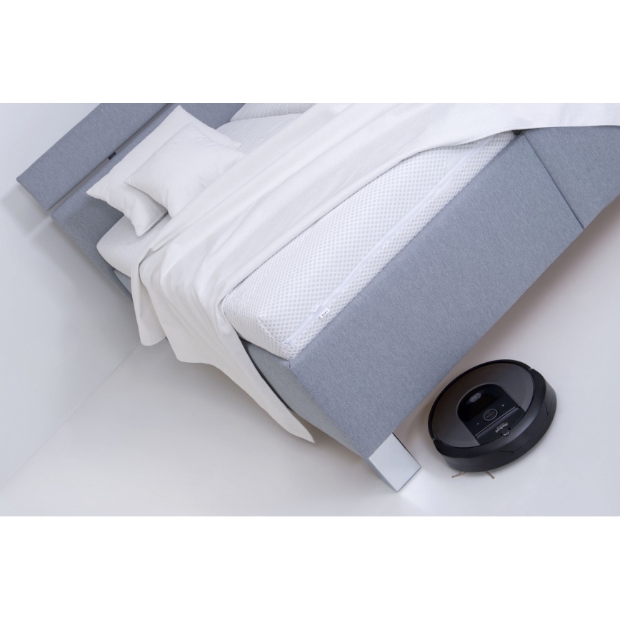 Тапицирано легло ALIS 180x200 см с матрак и място за съхранение, светлосиво