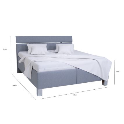 Тапицирано легло с матрак и ракла ALIS 180x200 см светлосиво