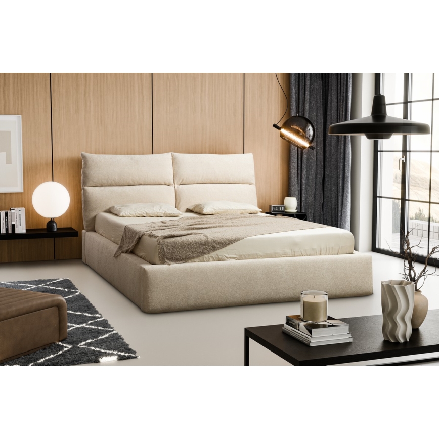 Тапицирано легло BASIL 160x200 см бежово без матрак
