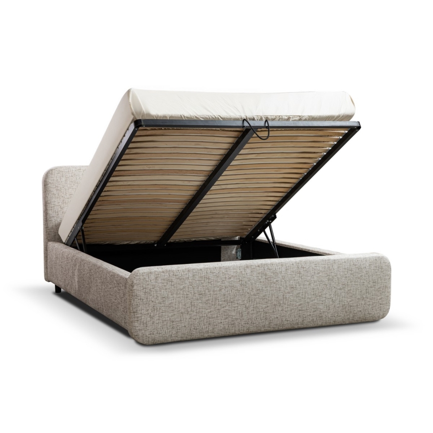 Тапицирано легло без матрак LAJLA 180 x 200 см бежово