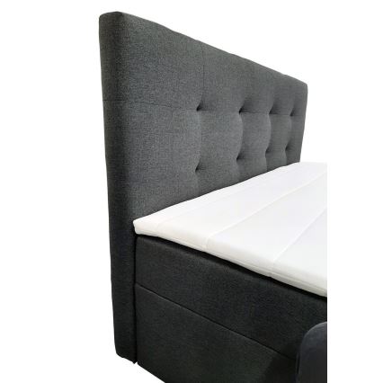 Тапицирано легло EMBER 160x200 см с матраци, топ матрак и вградено място за съхранение, антрацит