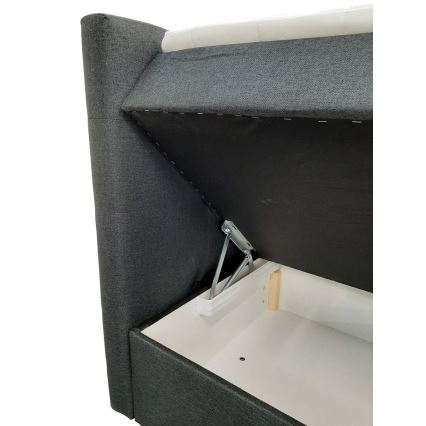 Тапицирано легло EMBER 160x200 см с матраци, топ матрак и вградено място за съхранение, антрацит