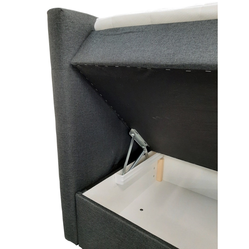 Тапицирано легло EMBER 160x200 см с матраци, топ матрак и вградено място за съхранение, антрацит