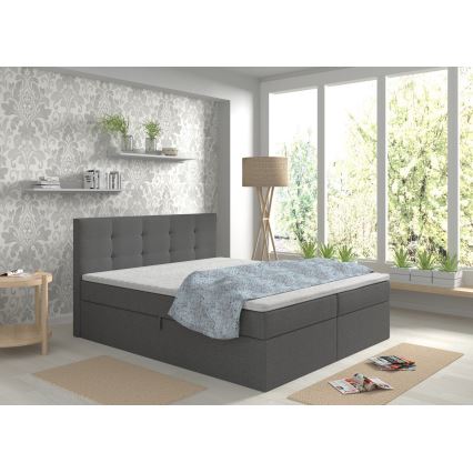 Тапицирано легло с матраци и топер с ракла EMBER 180x200 см антрацит