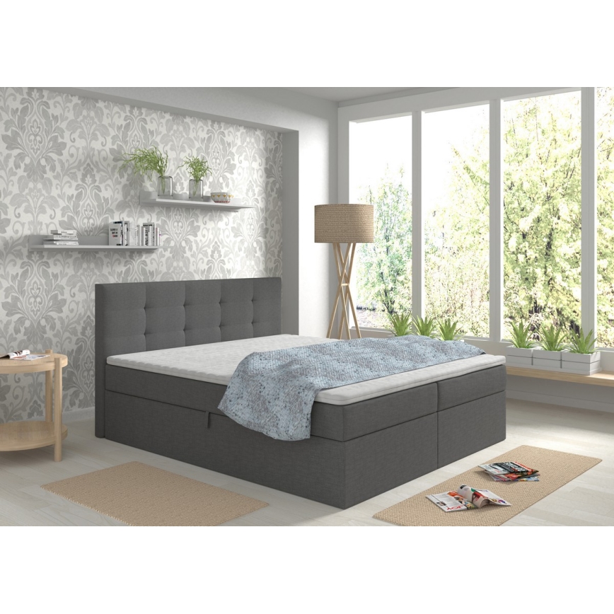 Тапицирано легло с матраци и топер с ракла EMBER 180x200 см антрацит
