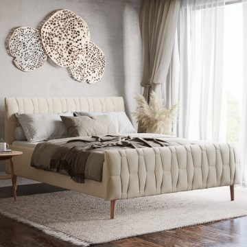 Тапицирано легло FLORA 180x200 см, без матрак, бежово