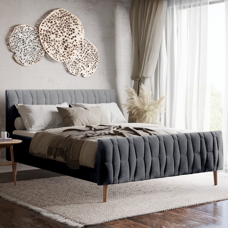 Тапицирано легло FLORA 180x200 см без матрак, сиво