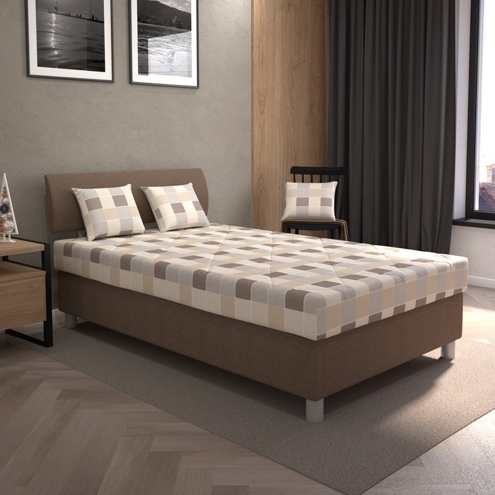 Тапицирано легло GEORGE 140x200 см с ракла и матрак, кафяво