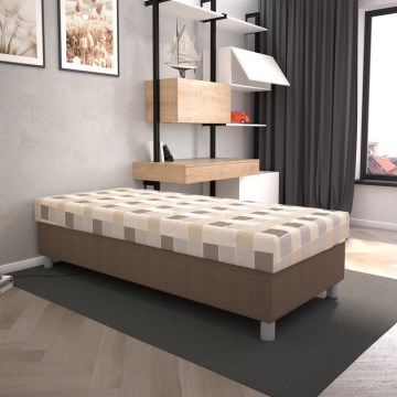 Тапицирано легло GEORGE 90x200 см с ракла и включен матрак в кафяв цвят