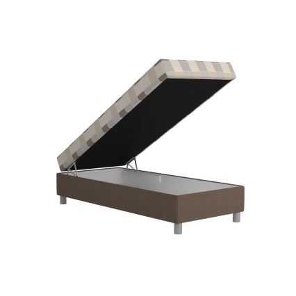 Тапицирано легло GEORGE 90x200 см с ракла и включен матрак в кафяв цвят