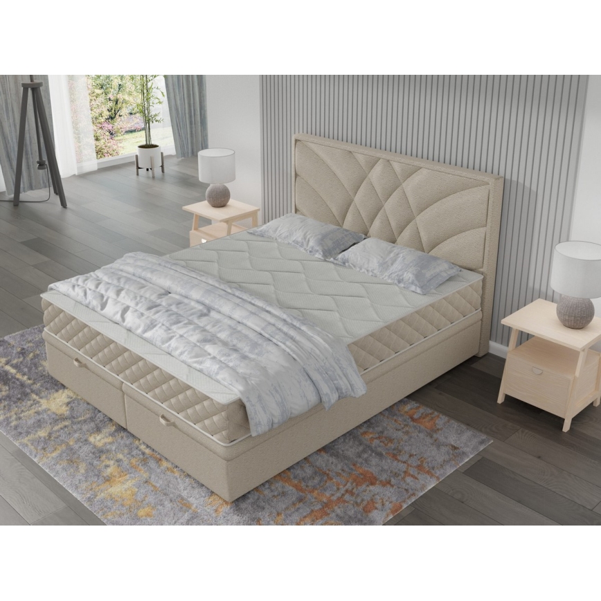 Тапицирано легло с матраци и място за съхранение GINA 160x200 см бежово