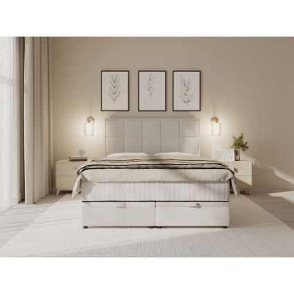 Тапицирано легло GRACE 160x200 см с включени матраци и вградено място за съхранение, бежово