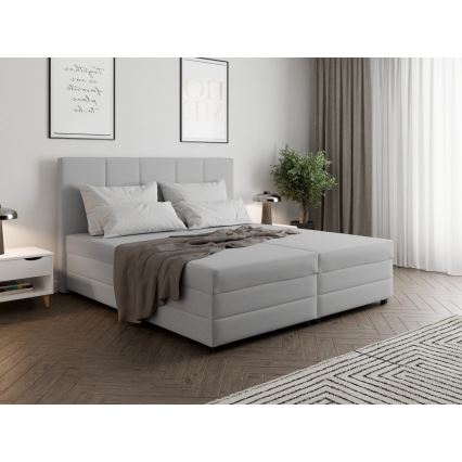 Тапицирано легло с пружинен матрак и ракла ISABEL 160x200 светлосиво