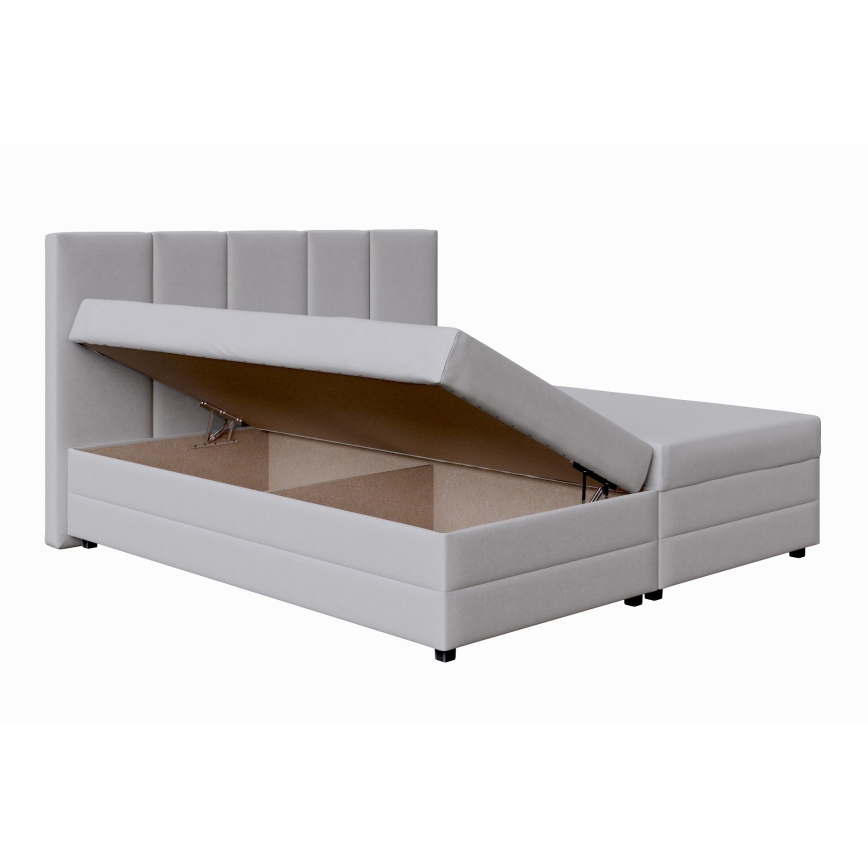 Тапицирано легло с пружинен матрак и ракла ISABEL 160x200 светлосиво