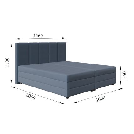 Тапицирано легло с пружинен матрак и ракла ISABEL 160x200 сиво