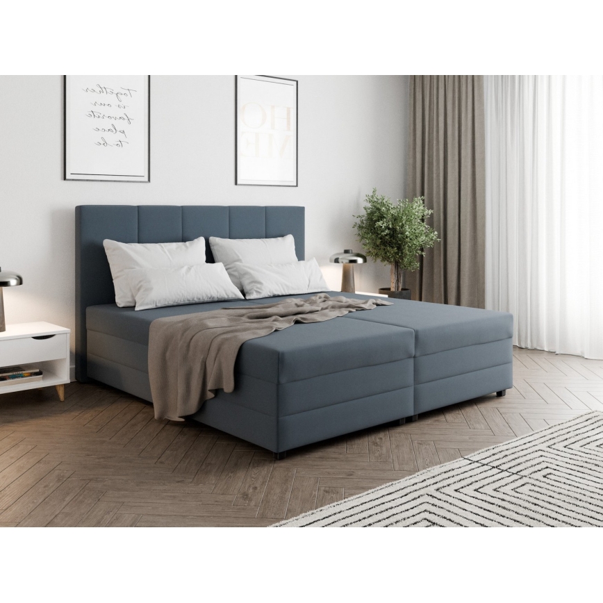 Тапицирано легло с пружинен матрак и ракла ISABEL 180x200 сиво