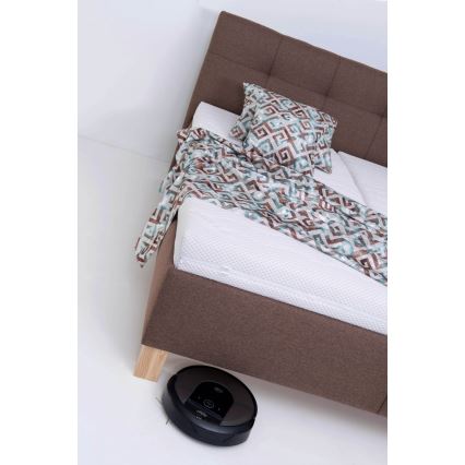 Тапицирано легло MARIA 160x200 cm с матрак и място за съхранение, в кафяв цвят