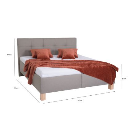 Тапицирано легло MARIA 180x200 см, с място за съхранение, без матрак, taupe