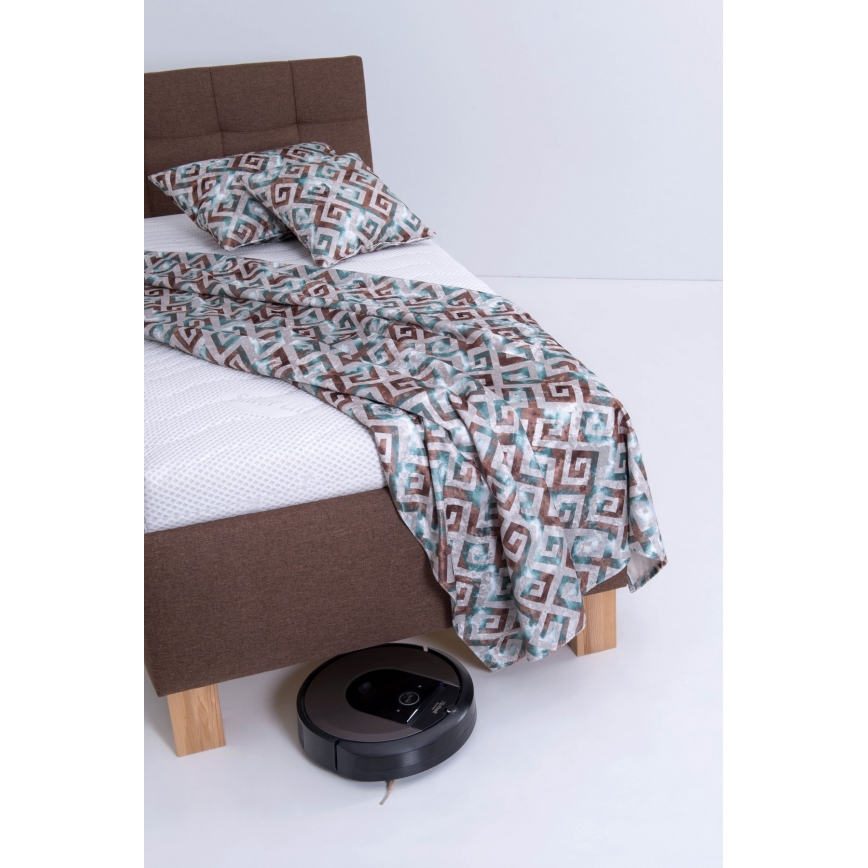 Тапицирано легло MARIA ONE 90x200 cm с матрак и място за съхранение, кафяво