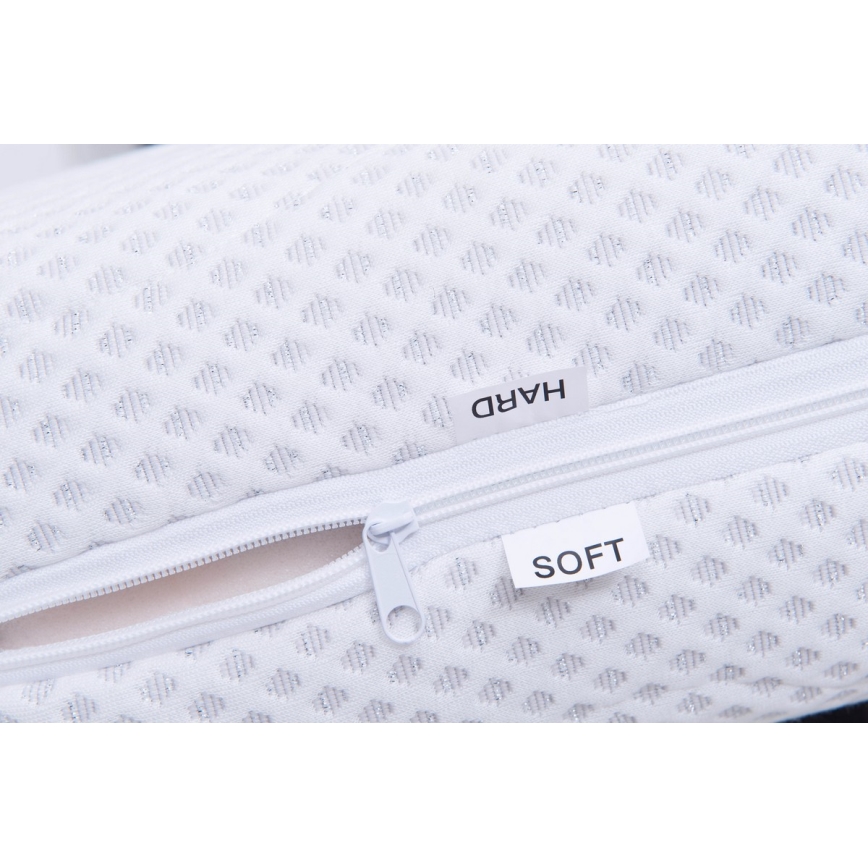 Тапицирано легло MARIA ONE 90x200 cm с матрак и вградено място за съхранение, сиво