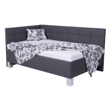 Тапицирано легло MARIA PETITE 120x200 cm с комфортен матрак и практично място за съхранение, сиво