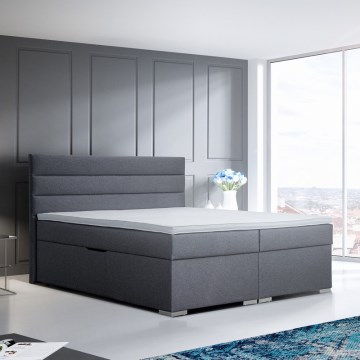 Тапицирано легло NEW BOLERO 180x200 cm с място за съхранение и матраци с топер, сиво
