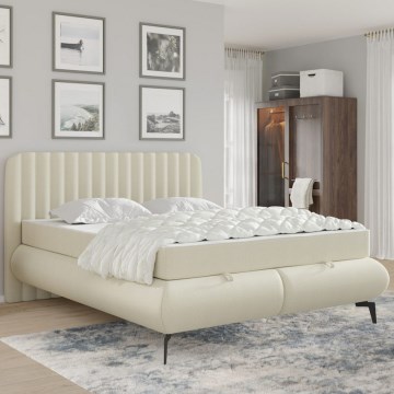 Тапицирано легло с матраци и място за съхранение ALEXA 140x200 cm бежово