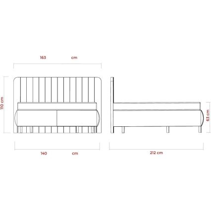 Тапицирано легло с матраци и място за съхранение ALEXA 140x200 cm бежово