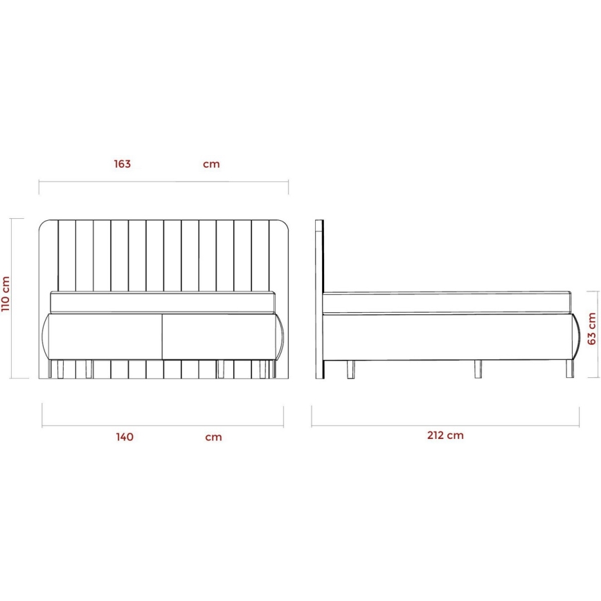 Тапицирано легло с матраци и място за съхранение ALEXA 140x200 cm бежово