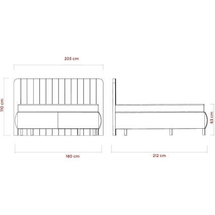 Тапицирано легло с матраци и място за съхранение ALEXA 180x200 cm бежово