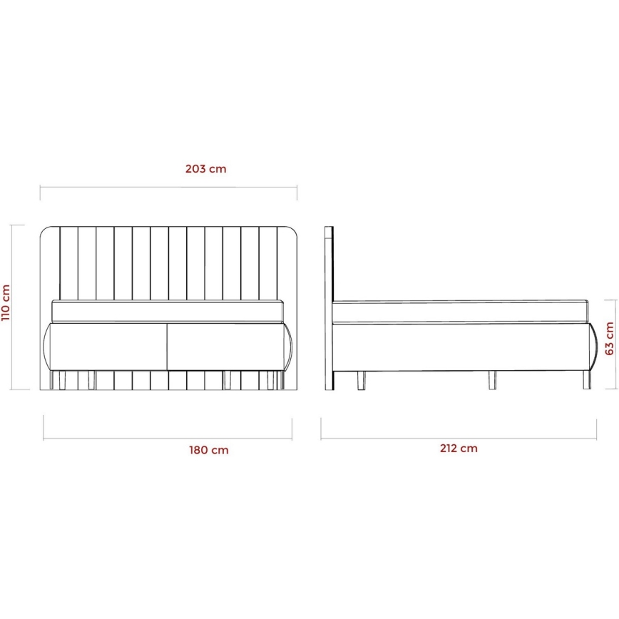Тапицирано легло с матраци и място за съхранение ALEXA 180x200 cm бежово