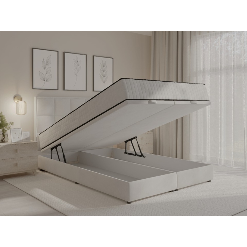 Тапицирано легло с матраци и място за съхранение GRACE 180x200 cm сиво