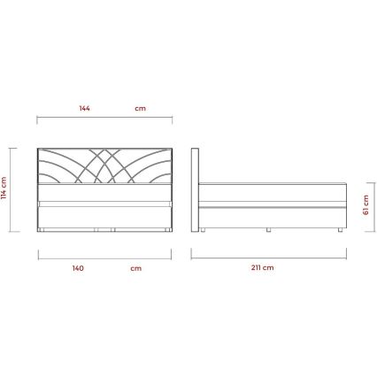 Тапицирано легло с матраци и пространство за съхранение GINA 140x200 см бежов