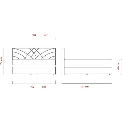 Тапицирано легло с матраци и пространство за съхранение GINA 160x200 см бежов