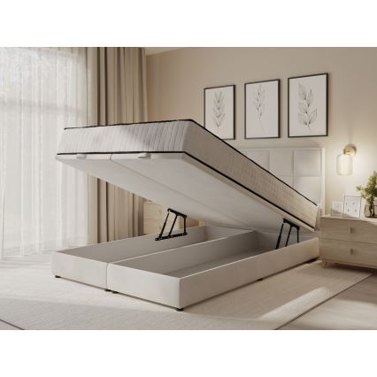 Тапицирано легло с матраци и пространство за съхранение GRACE 180x200 см бежов