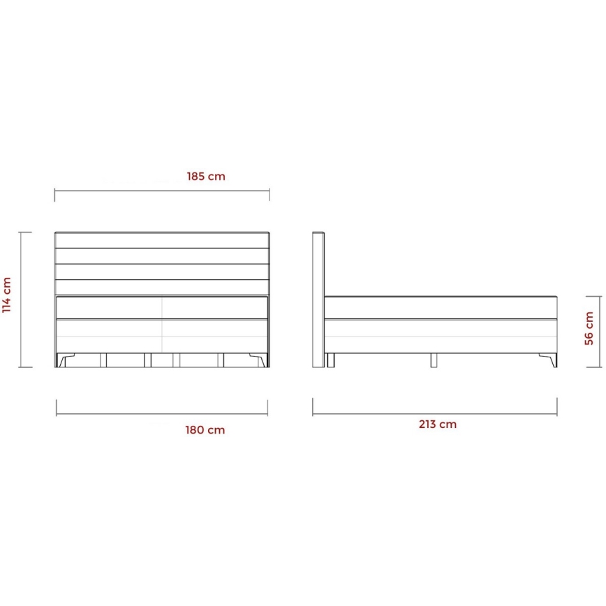 Тапицирано легло с матраци и топ матрак MILA 180x200 см сив