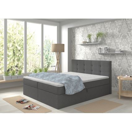 Тапицирано легло с матраци и топ матрак с място за съхранение EMBER 180x200 см антрацит