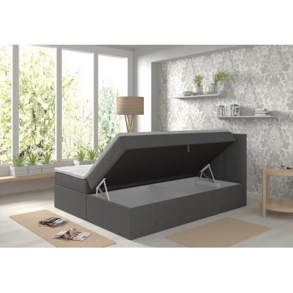 Тапицирано легло с матраци и топ матрак с място за съхранение EMBER 180x200 см антрацит