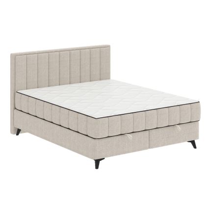 Тапицирано легло ALICIA 180x200 см с матраци, топ матрак и място за съхранение, бежово