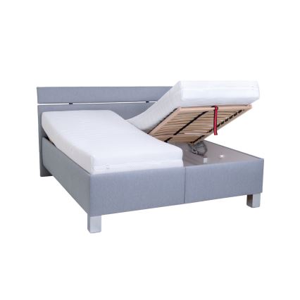 Тапицирано легло с матрак и място за съхранение ALIS 160x200 см, светлосиво