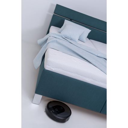 Тапицирано легло с матрак и място за съхранение ALIS 160x200 см в цвят петрол