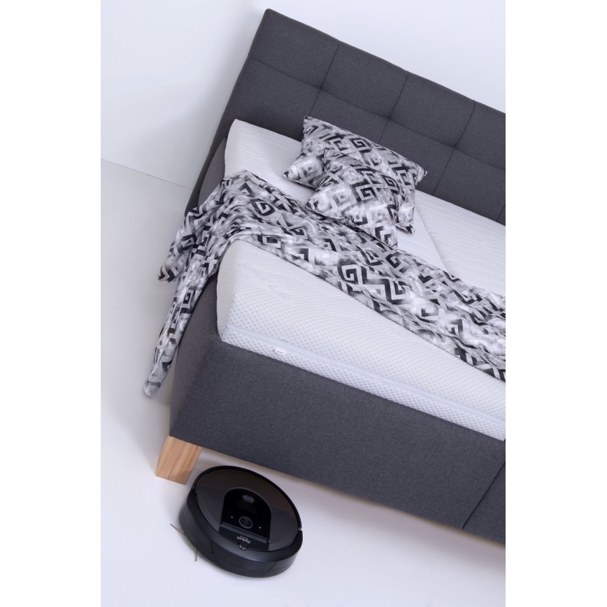 Тапицирано легло с матрак и място за съхранение MARIA 160x200 cm сиво