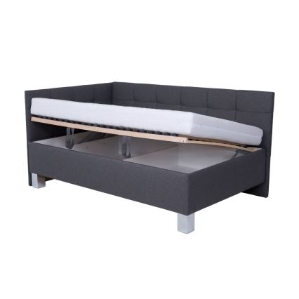 Тапицирано легло с матрак и място за съхранение MARIA PETITE 120x200 см сиво