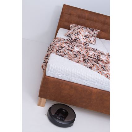 Тапицирано легло с матрак и място за съхранение VIOLET 180x200 cm цвят коняк