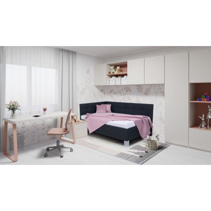 Тапицирано легло с матрак и пространство за съхранение MARIA PETITE 120x200 см антрацит