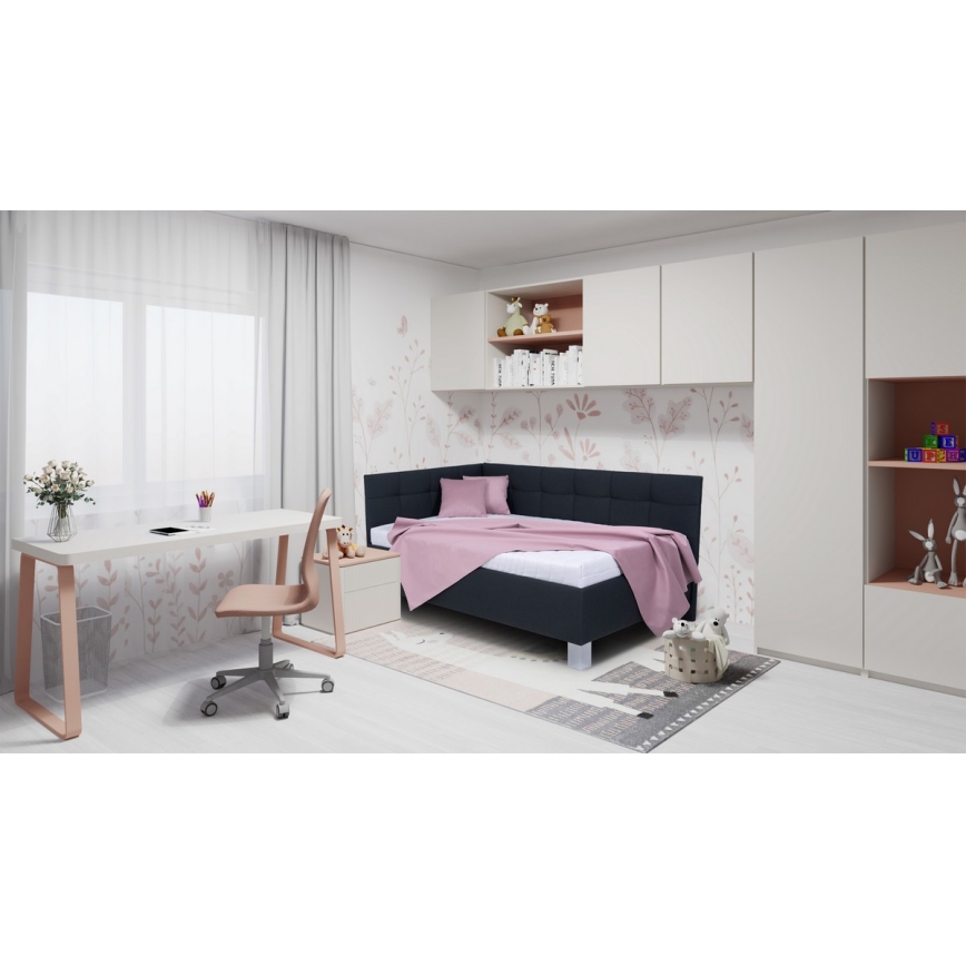 Тапицирано легло с матрак и пространство за съхранение MARIA PETITE 120x200 см антрацит
