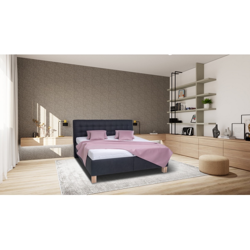 Тапицирано легло с матрак и пространство за съхранение VIOLET 160x200 см антрацит