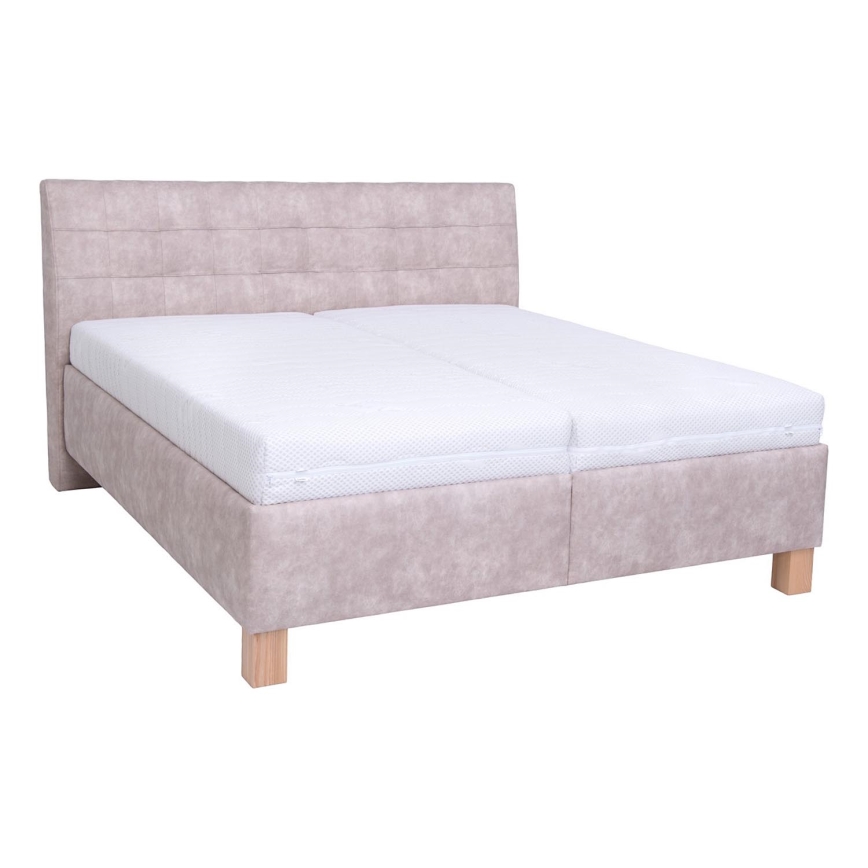 Тапицирано легло с матрак и пространство за съхранение VIOLET 160x200 см бежов