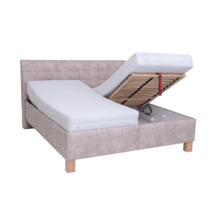 Тапицирано легло с матрак и пространство за съхранение VIOLET 160x200 см бежов